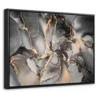 LEINWAND Bilder mit Rahmen - Grau - Luxus - Gold - Marmor - 40x30 - Dunkelgrau, Textil (40/30cm) - MuchoWow