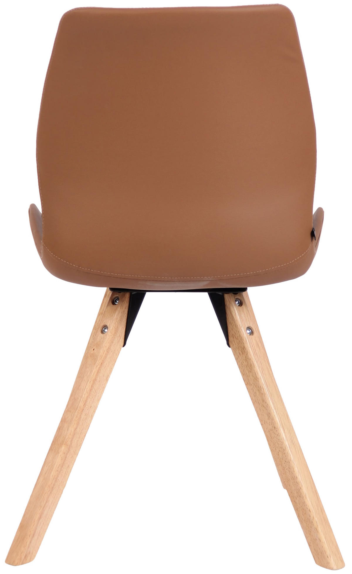 STUHL Lederlook hellbraun - Hellbraun/Eukalyptusholzfarben, Holz/Textil (49/87.5/58cm) - CLP