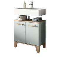 WASCHBECKENUNTERSCHRANK grün, Eiche, Badezimmer Unterschrank skandinavisch 60 cm - Eichefarben/Grün, Holzwerkstoff (60/61/34cm) - Inn.Furn