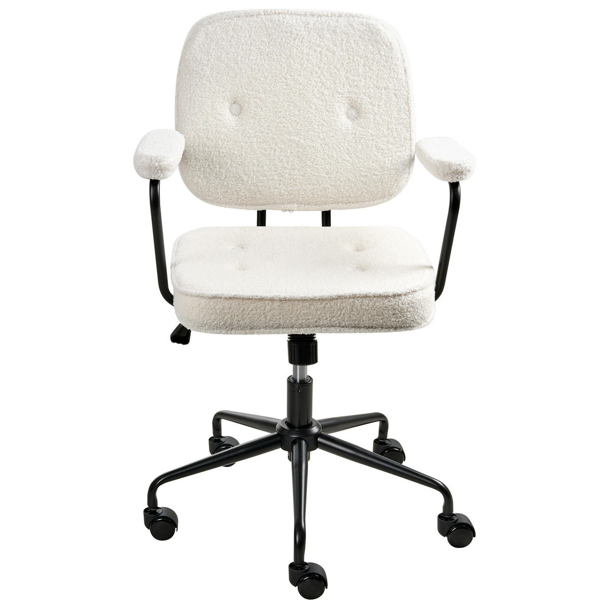 SCHREIBTISCHSTUHL Cremeweiß Pawnee - Schwarz/Weiß, Textil (62/88/43cm) - Beliani