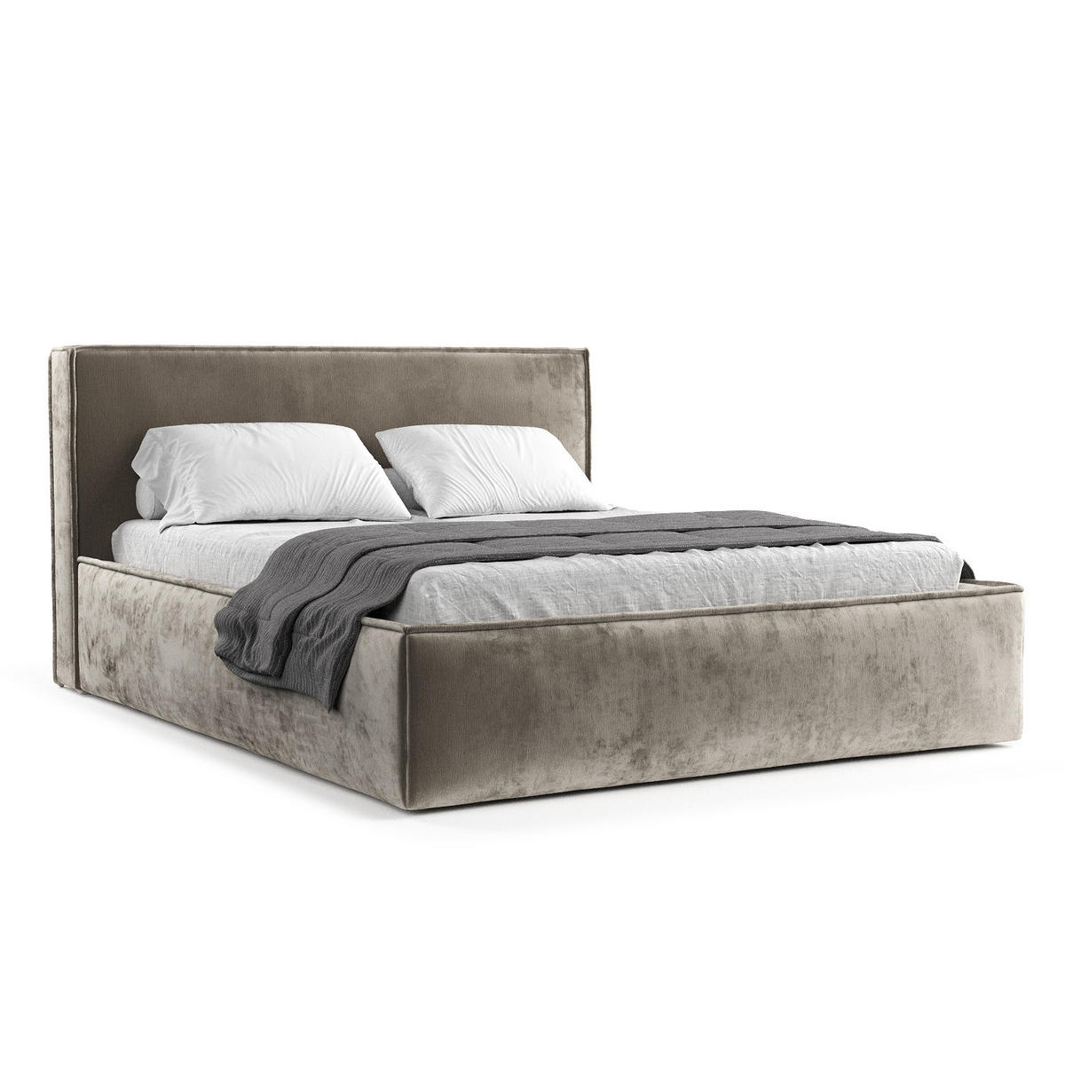 POLSTERBETT Lounge Beige 120/200 cm im Chenille-Stoff - Beige/Schwarz, Holz/Holzwerkstoff (120/200cm) - Maison de Reve