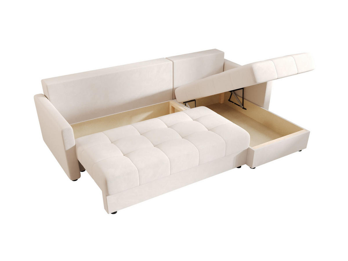 ECKSOFA MOS L BIS Itaka 16 Rechts mit Schlaffunktion - Beige, Textil (220/143cm) - Bedante
