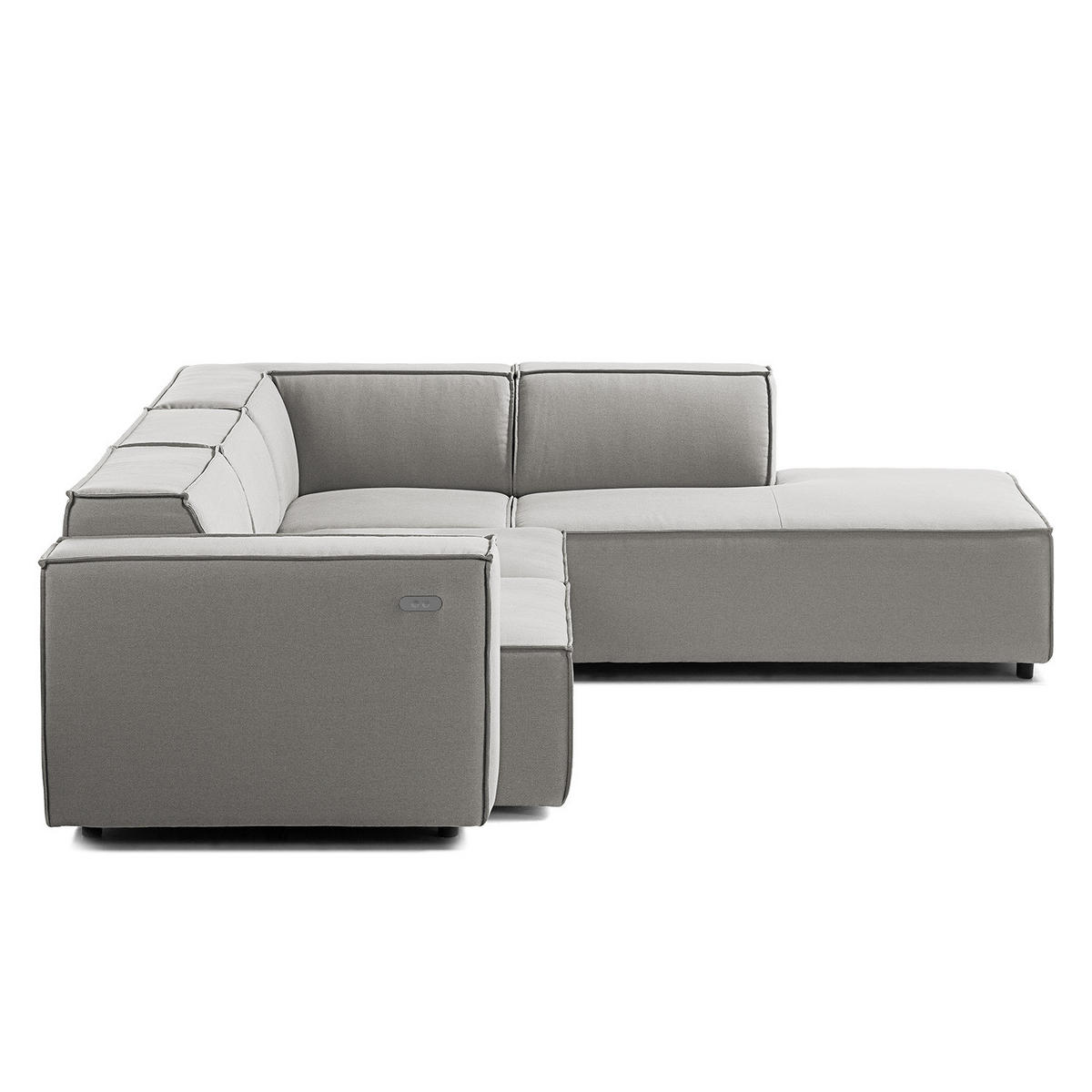 ECKSOFA mit Ottomane - Graubraun/Schwarz, Kunststoff/Textil (260/234cm) - home24