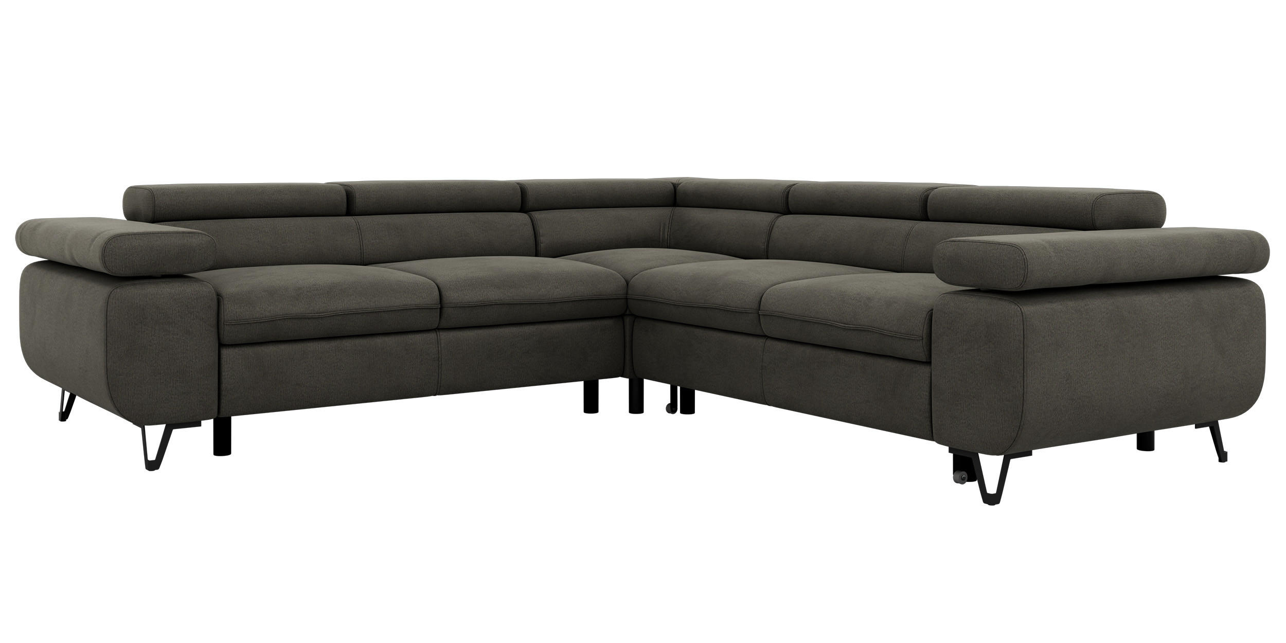 ECKSOFA QUADRO L - Anthrazit Velvet - Links Seite - Anthrazit/Schwarz, Textil/Metall (269/269cm) - MKS
