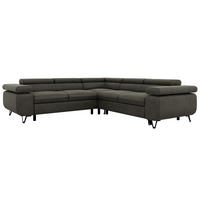 ECKSOFA QUADRO L - Anthrazit Velvet - Links Seite - Anthrazit/Schwarz, Textil/Metall (269/269cm) - MKS