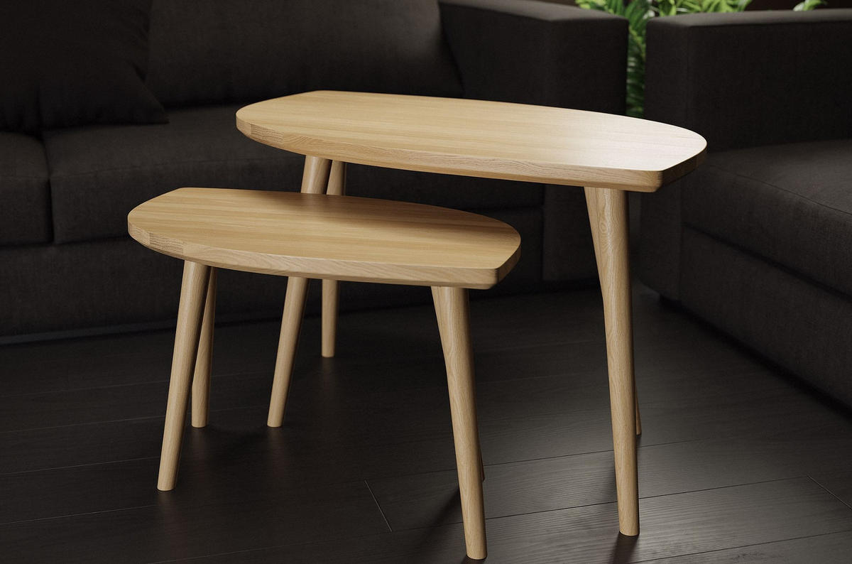 COUCHTISCH Tröpfchen P3, Massivholz, Eiche, tropfenförmige Platte, 100 cm - Eichefarben, Eichenholz/Holz (62.2/100/50cm) - Onemarket