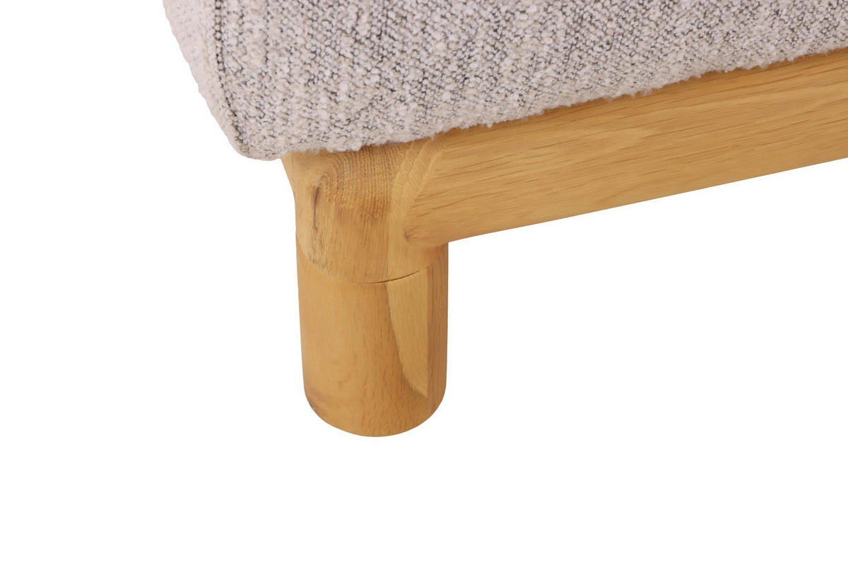 SOFA Celeste, 3-Sitzer, Natur Massiveiche + grauer Stoff - Grau, Holz (250/87/102cm) - WOODEK