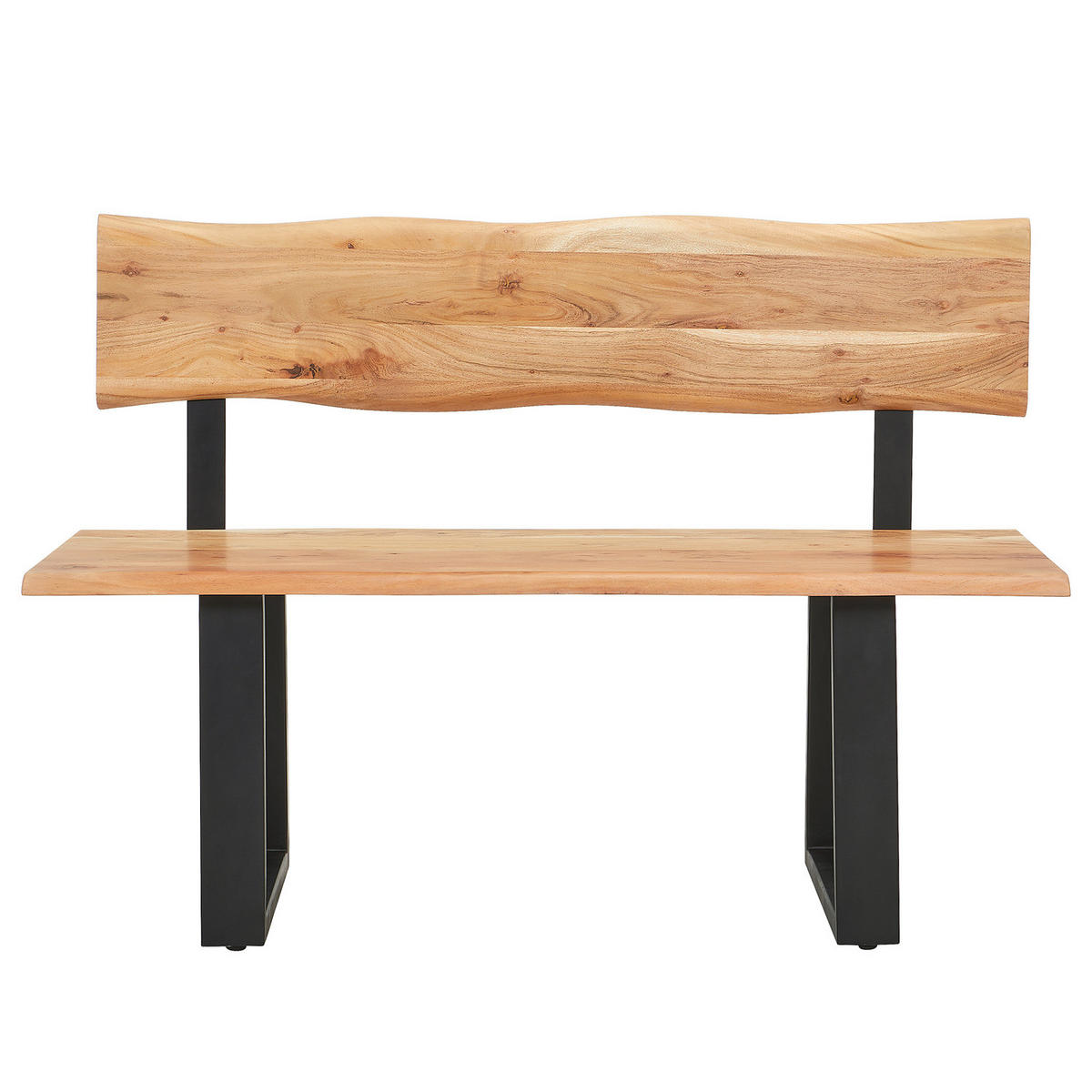 SITZBANK - Metall / Massivholz - Akazie Braun / Schwarz - Schwarz/Braun, Holz/Metall (180/85/50cm) - home24