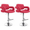 BARHOCKER 2er Set Stoff rot - Chromfarben/Rot, Textil/Metall (62/103/55cm) - CLP