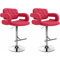 BARHOCKER 2er Set Stoff rot - Chromfarben/Rot, Textil/Metall (62/103/55cm) - CLP