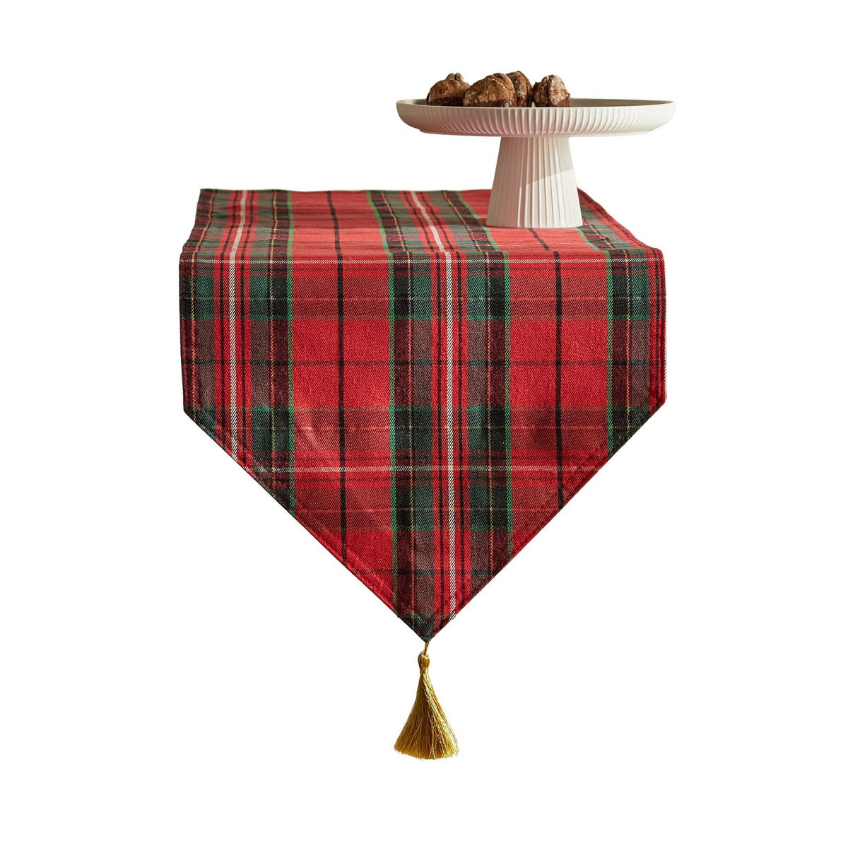 TISCHLÄUFER Bestickter MAGLA, 40x180 cm, Rot Gitter, Weihnachten Deko Tischdecke, Christmas - Rot, Kunststoff (180/40/1cm) - home&you