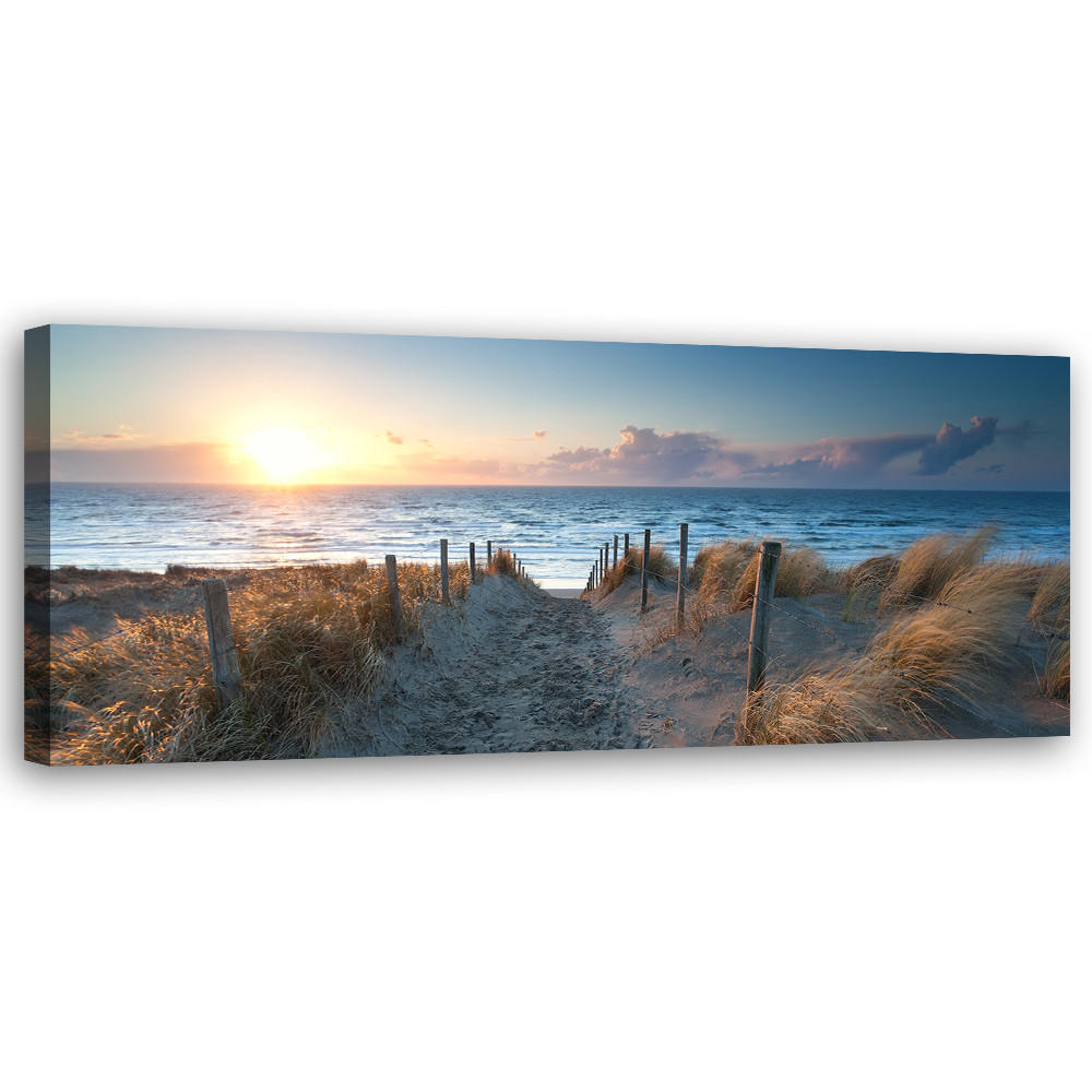 WANDBILD sonnenuntergang am meer - Blau, Textil (90/30cm) - Feeby