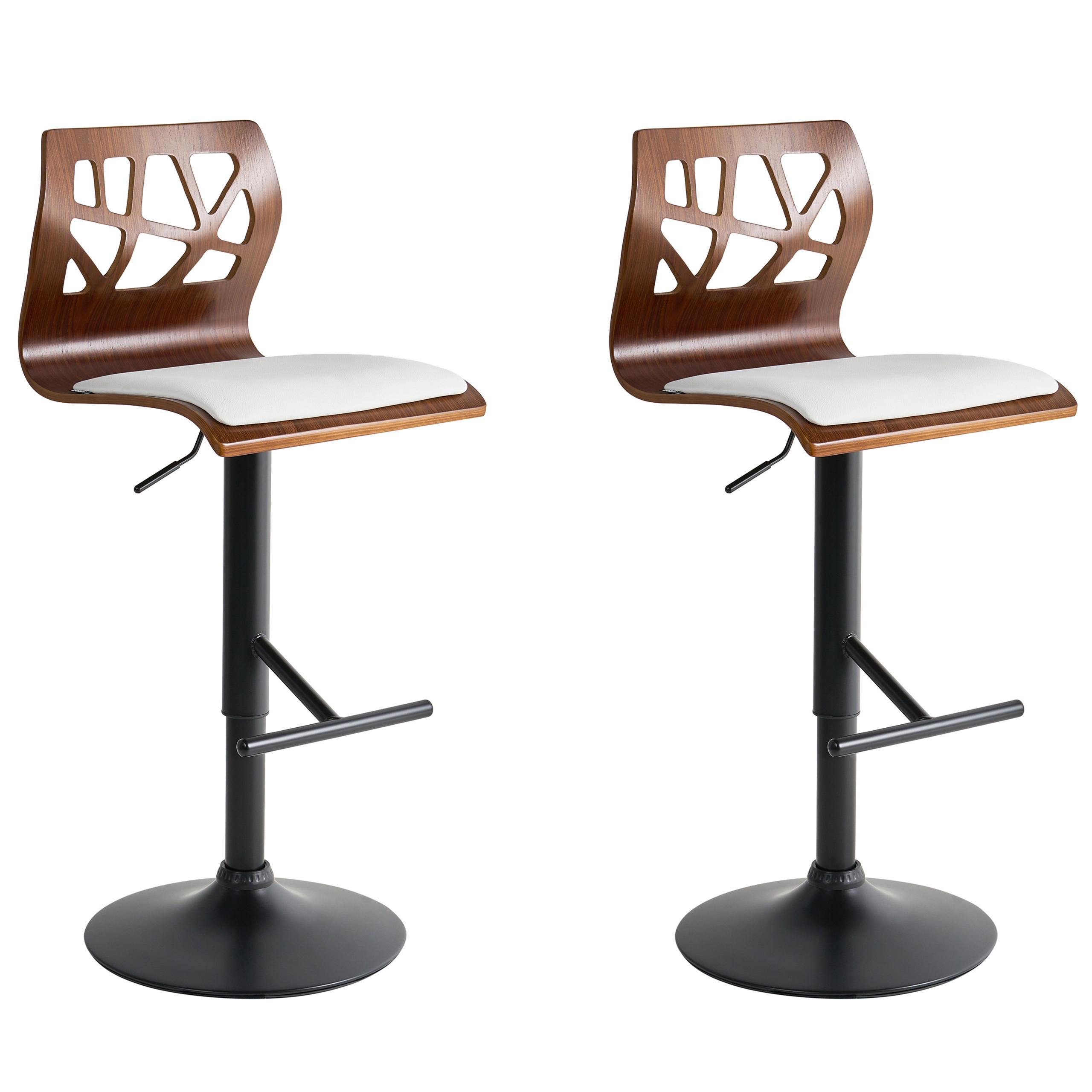 BARSTUHL 2er-Set Kunstleder Weiß/Schwarz Petersburg - Braun, Holzwerkstoff (42/95/42cm) - Beliani