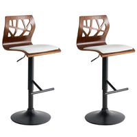 BARSTUHL 2er-Set Kunstleder Weiß/Schwarz Petersburg - Braun, Holzwerkstoff (42/95/42cm) - Beliani