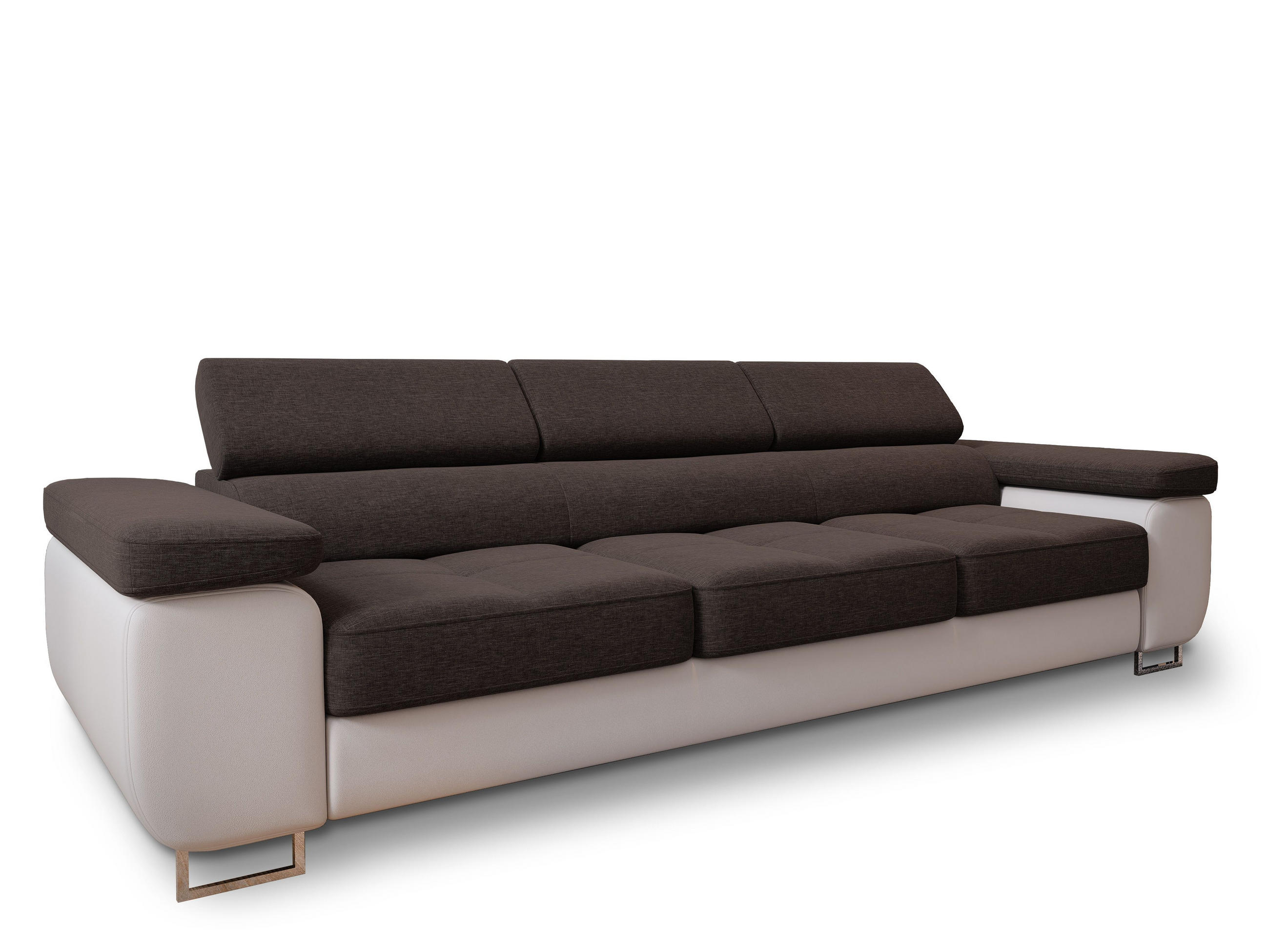 SCHLAFSOFA MOSINE Braun Geflochtener Stoff mit Schlaffunktion - Braun/Weiß, Holz (276/98/87cm) - MASSENO
