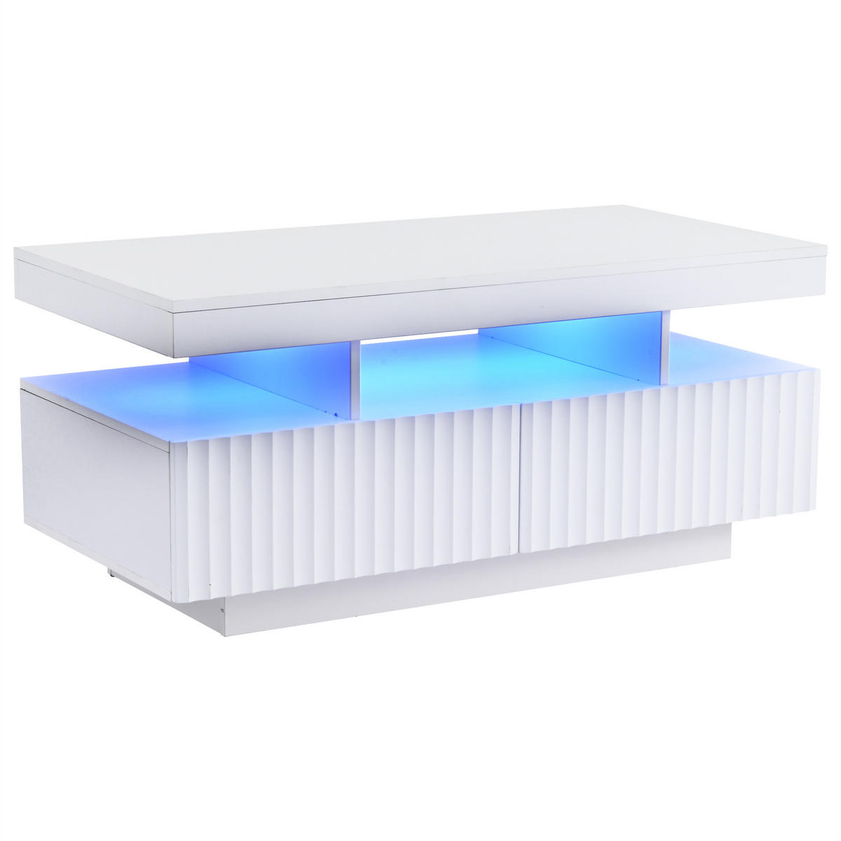 COUCHTISCH LED Weiß 100/50/45 cm - Weiß, Holzwerkstoff (100/50/45cm)