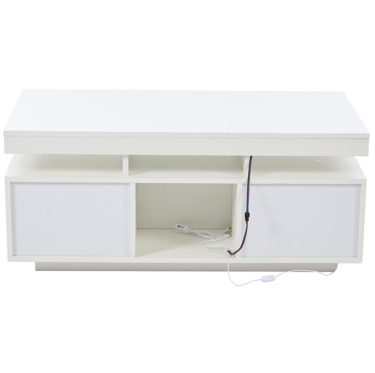 COUCHTISCH mit LED und Steckdose 100x50x43 cm Hochglanz Weiß - Weiß, Holzwerkstoff (100/50/43cm) - Meubliv