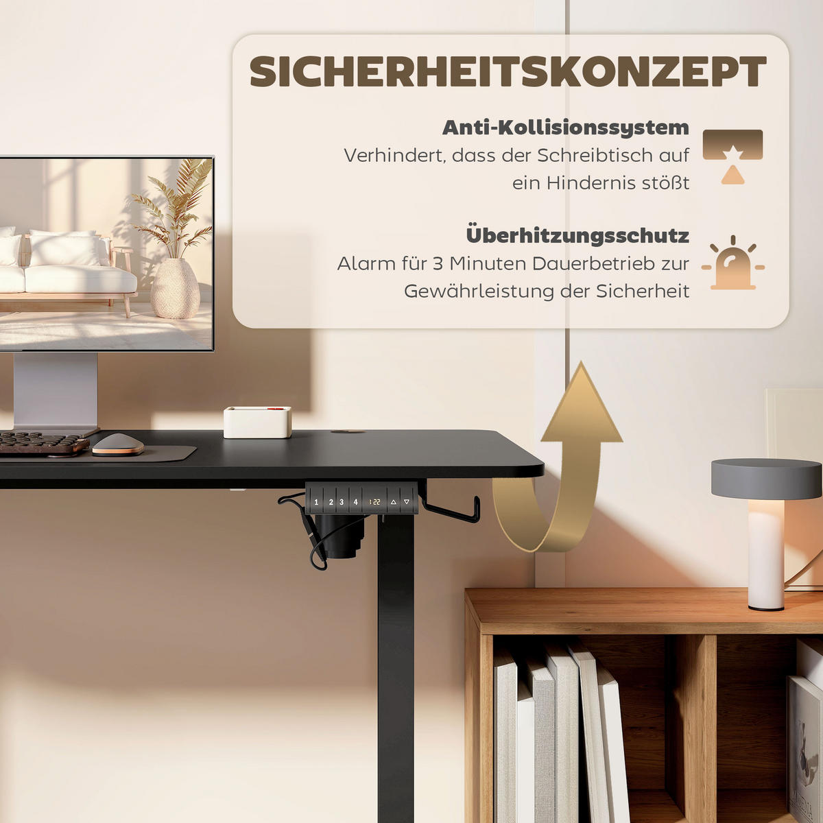 COMPUTERTISCH Schwarz elektrisch höhenverstellbar 140/70/116 cm - Schwarz, Holzwerkstoff (70/140/116cm) - PANGIVO