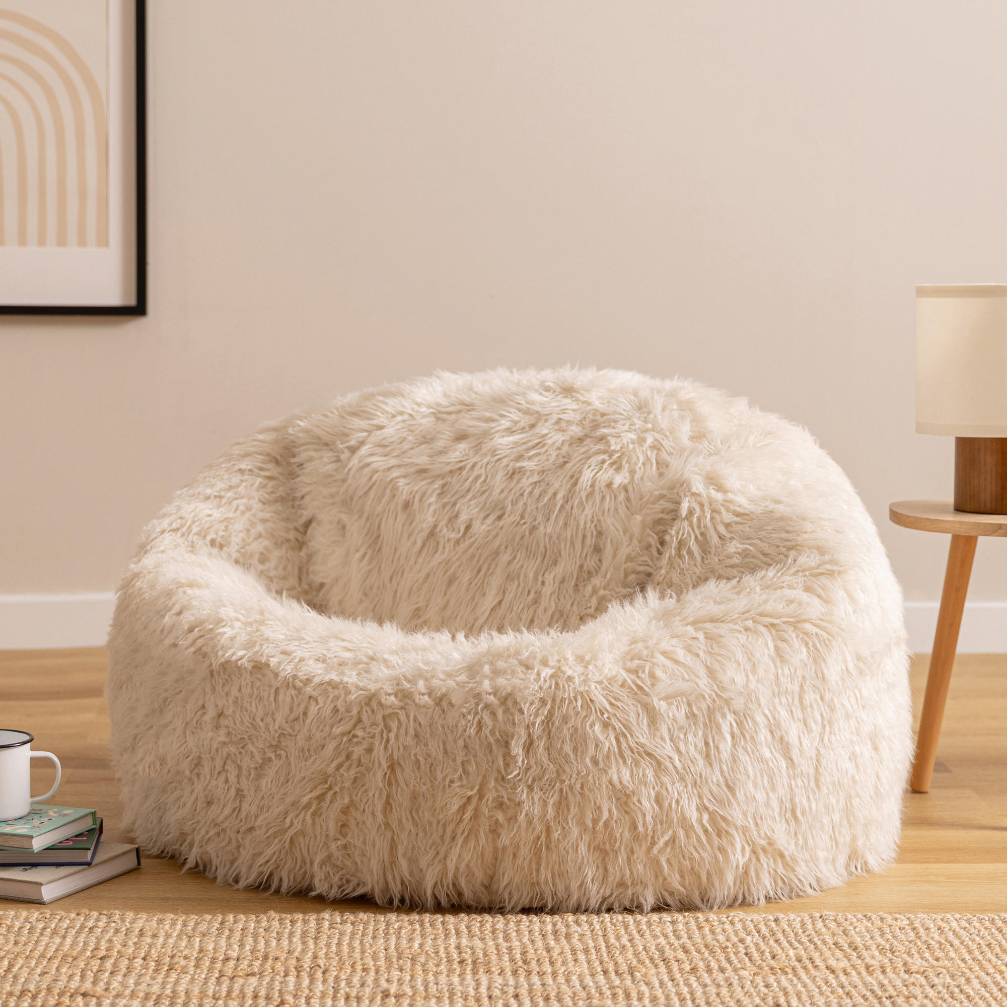 SITZSACK Mongolisch aus Kunstfell - Weiß, Kunststoff (85/50/85cm) - icon