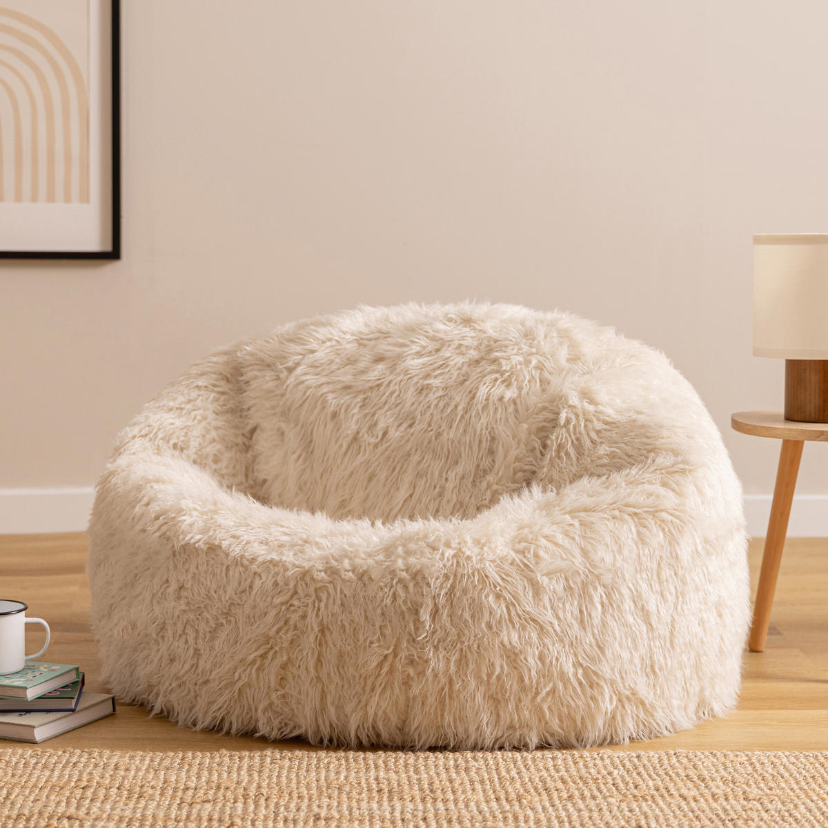 SITZSACK Mongolisch aus Kunstfell - Weiß, Kunststoff (85/50/85cm) - icon