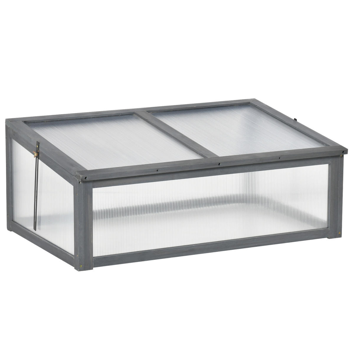 MINI-GEWÄCHSHAUS DE-05843 mit PC-Platten 100/65/40 cm Holz - Grau, Holz (65/40/100cm) - ComfortXL