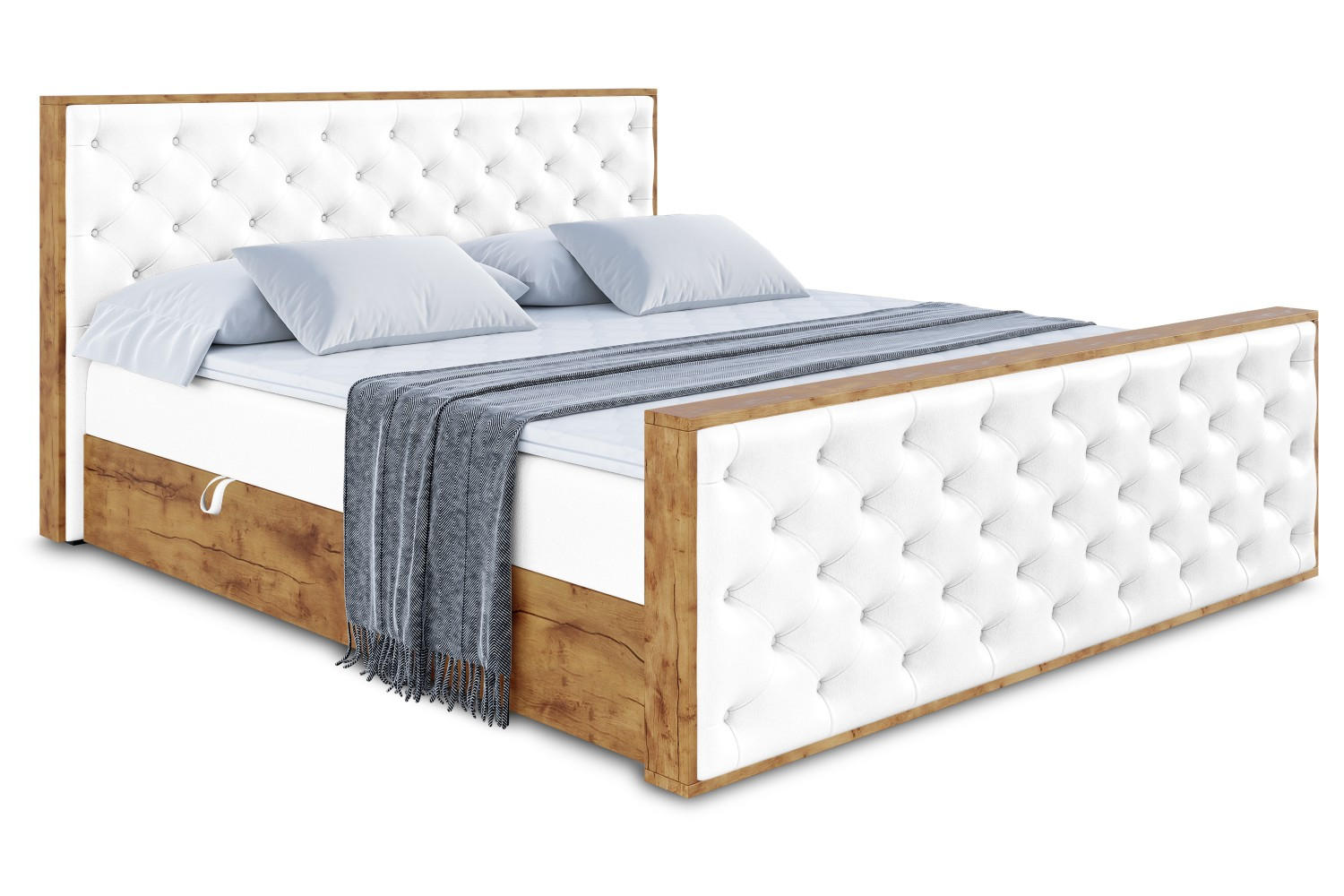 BOXBETT mit Matratze H3 und Lattenrost - LOLLI3-Z - 120x200 - Weiß Kunstleder - Weiß, Holzwerkstoff (120/200cm) - ALTDECOR