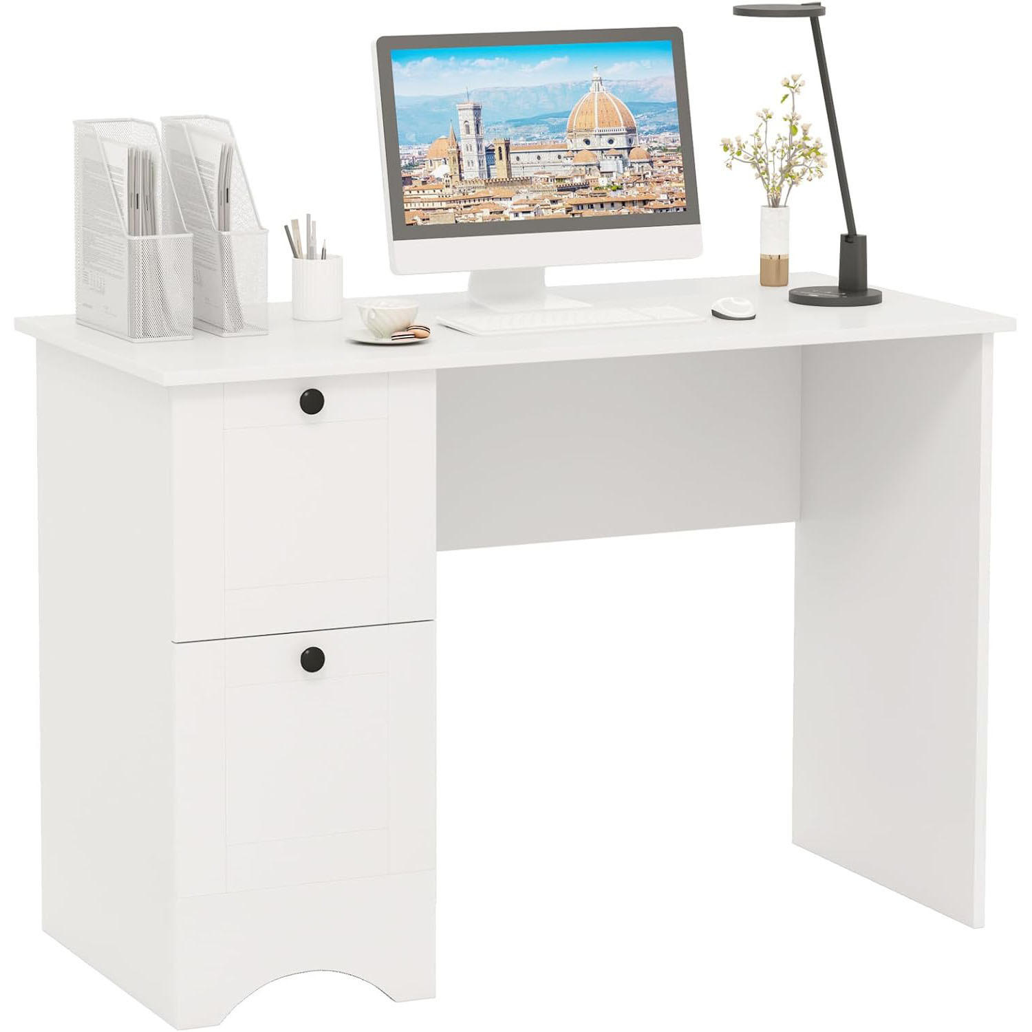 DATORBORD vitt - Vit, Träbaserade material (50/109/75cm) - COSTWAY