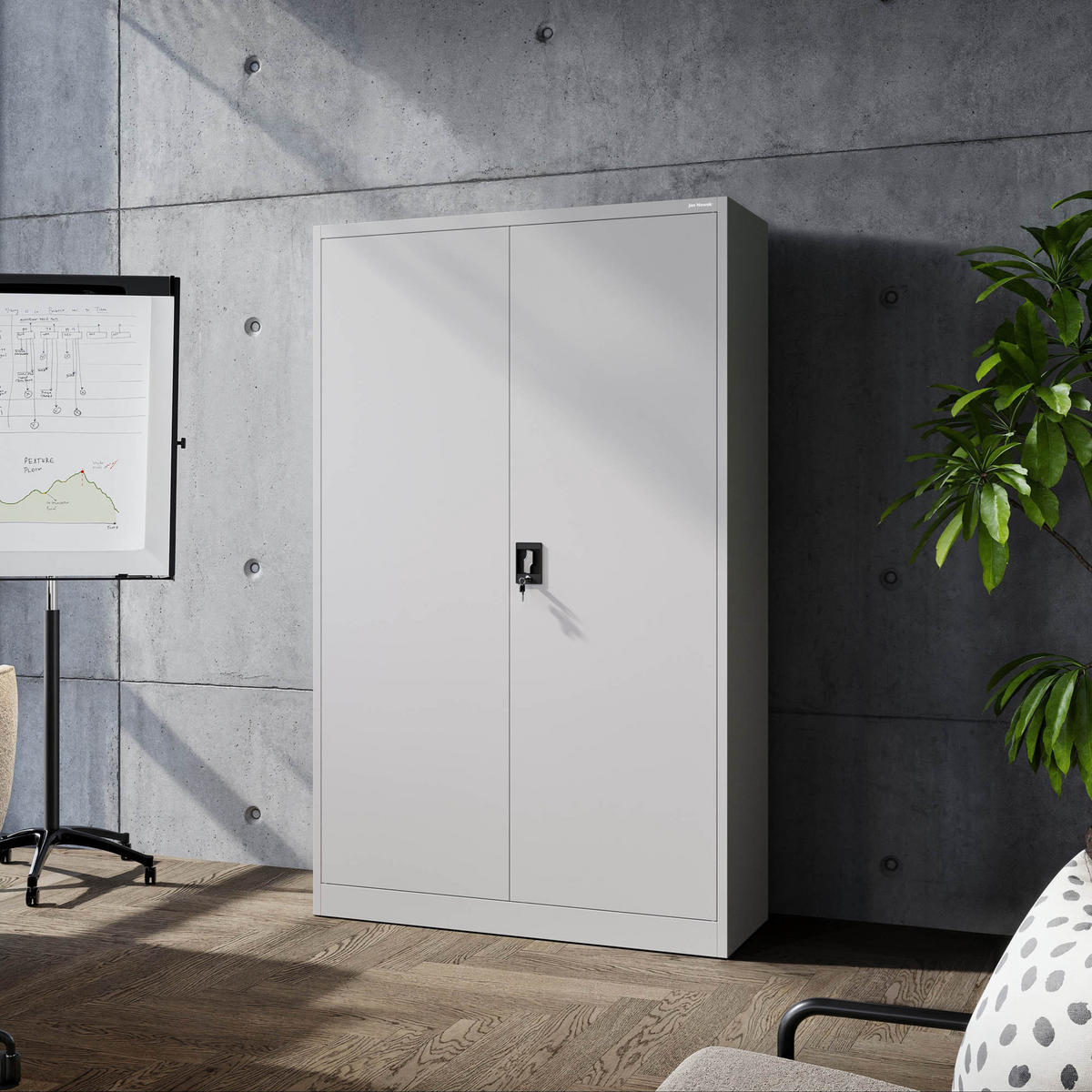 AKTENSCHRANK JAN II - Grau, Metall (115/185/40cm) - Jan Nowak