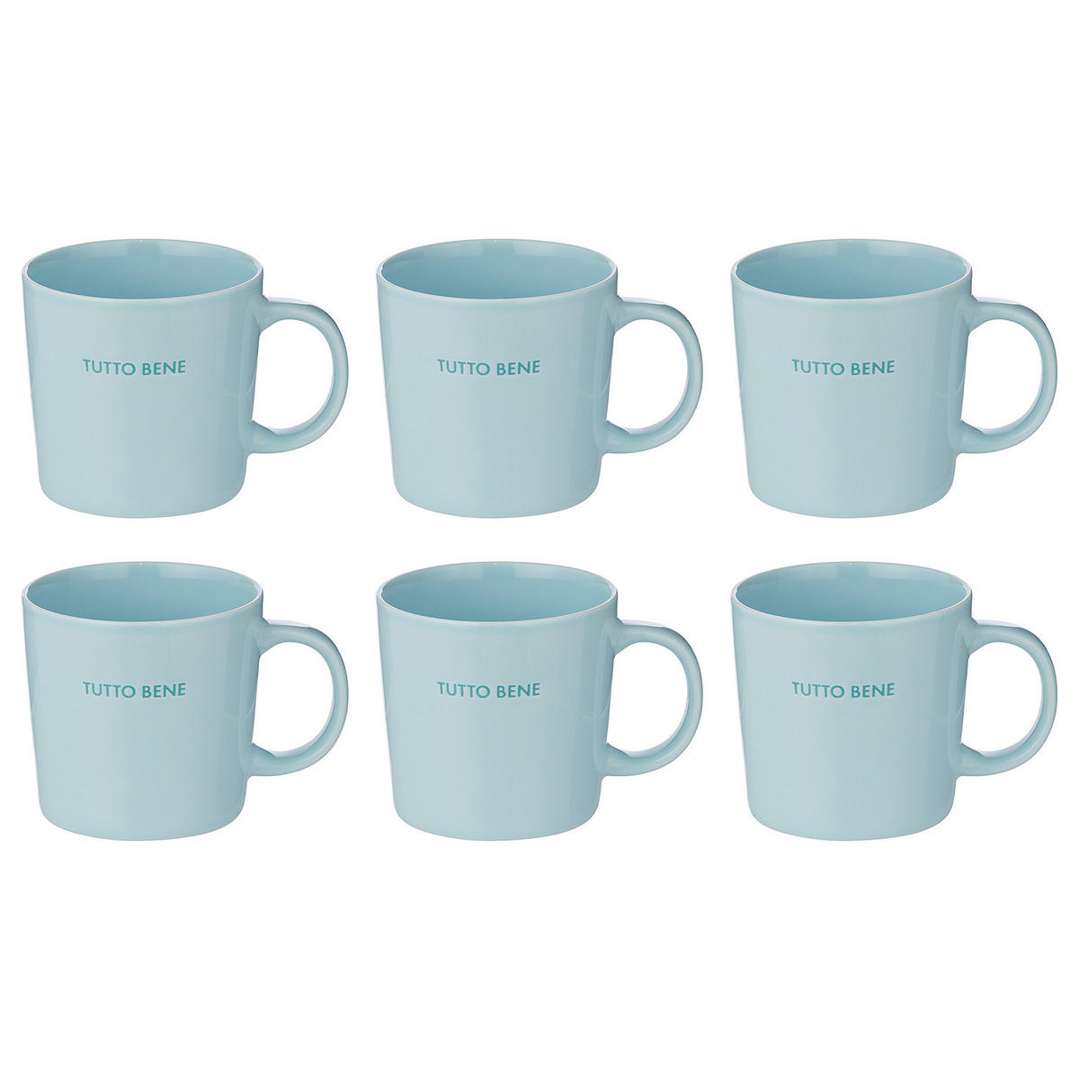 TASSEN 6er-Set Good Vibes 400 ml - Blau, Keramik (0.4L) - Butlers