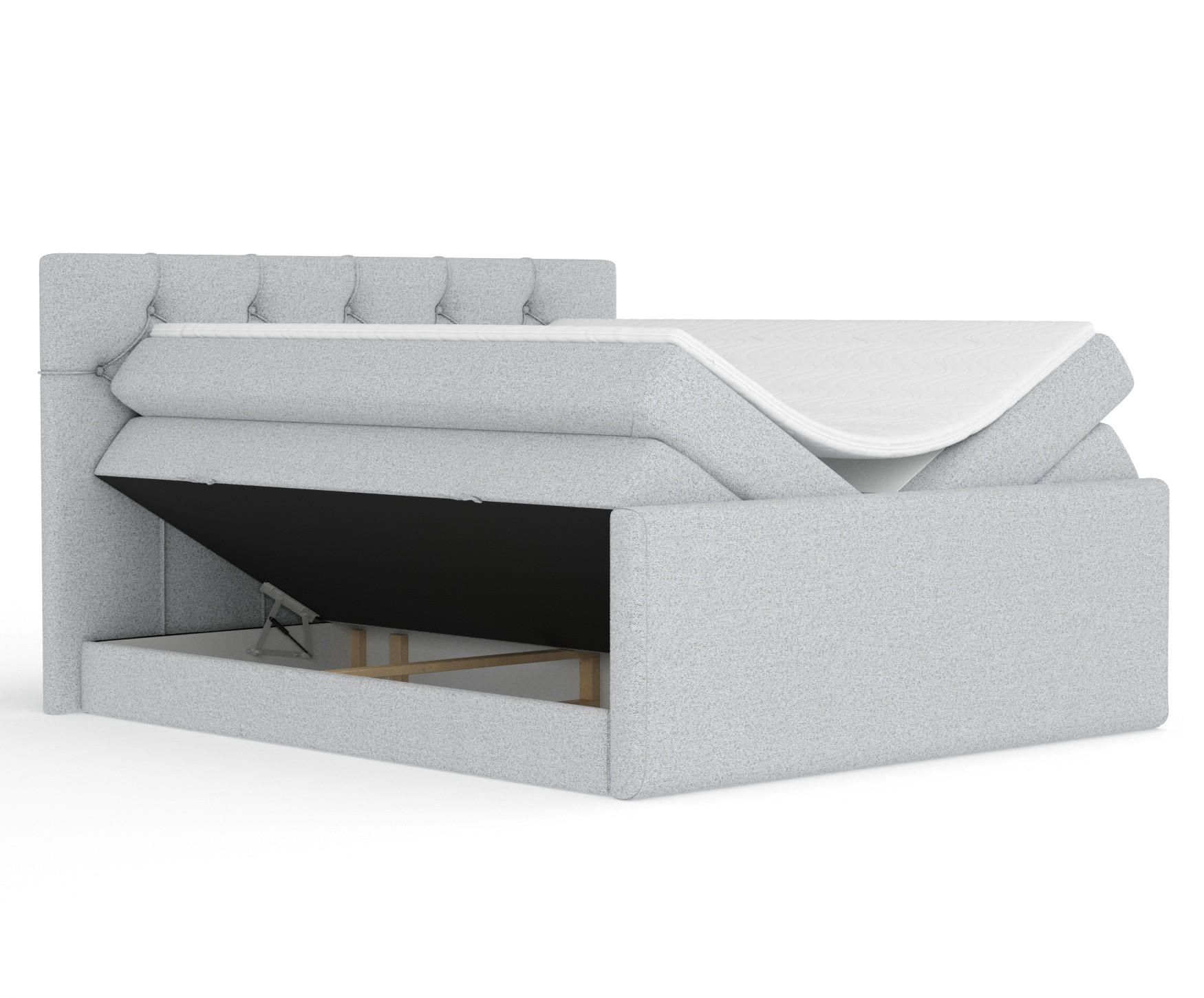 BOXSPRINGBETT Hugo Hellgrau 180/200 cm - Hellgrau/Schwarz, Holz/Holzwerkstoff (180/200cm) - Maison de Reve