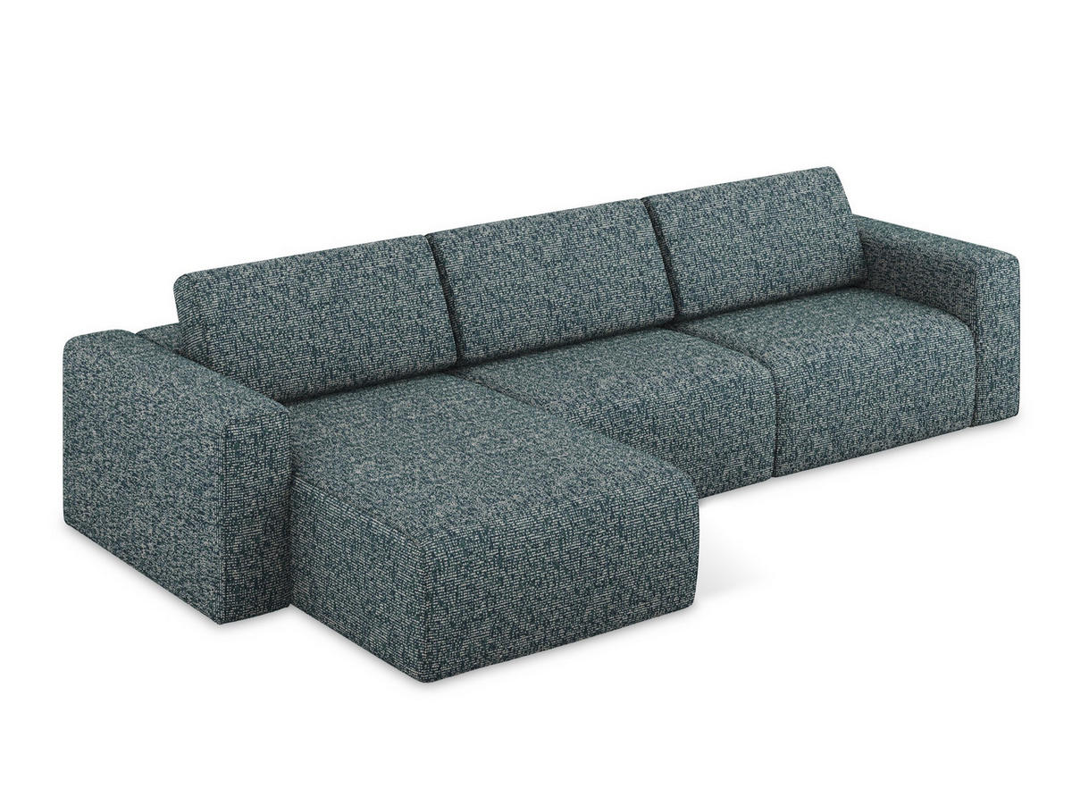 ECKSOFA Links Strukturstoff Stoff Blau - Blau/Blaugrau, Kunststoff/Textil (167/314cm) - Makamii