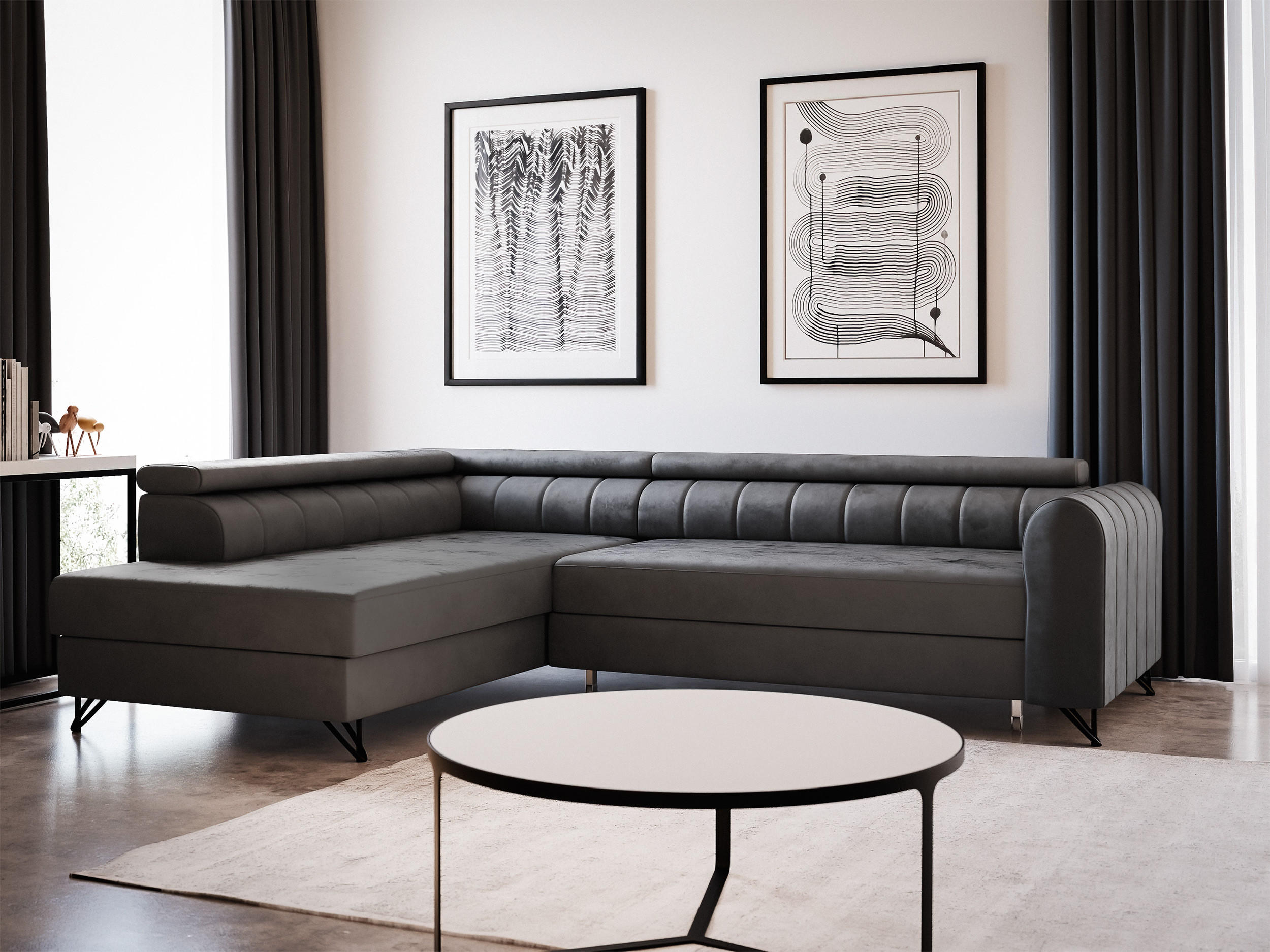 ECKSOFA Alice, Seite: Links - Grau, Holz/Textil (250/179cm) - Sofnet