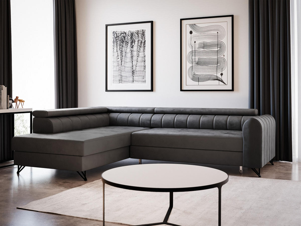 ECKSOFA Alice, Seite: Links - Grau, Holz/Textil (250/179cm) - Sofnet