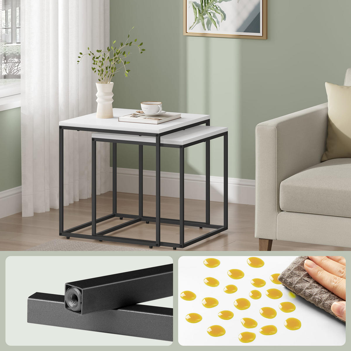 COUCHTISCH 2er Set quadratisch - Weiß, Holzwerkstoff (50/50/50.5cm) - Mat-Haus