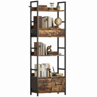 REGAL DE-15547 60/30/176 cm, 4 Ablagen und 3 Stoffschubladen Rustikalbraun - Braun, Holzwerkstoff (60/176/30cm) - ComfortXL