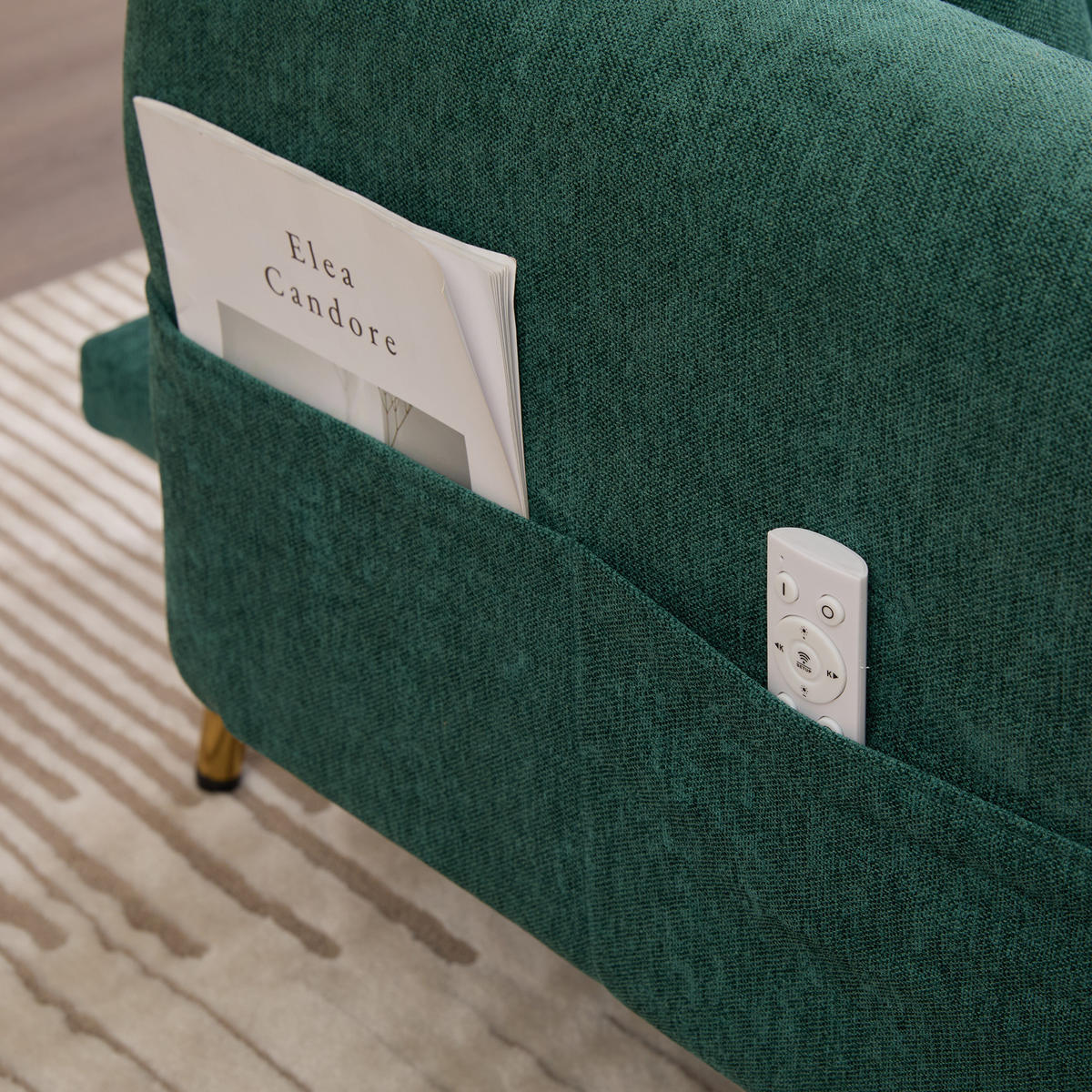 2-SITZER-SOFA mit zwei USB-Anschlüssen, Handyhalterung, verstellbarer Rückenlehne und Metallfüßen – Smaragdgrün - Dunkelgrün, Textil (78/78/173cm) - KOMHTOM