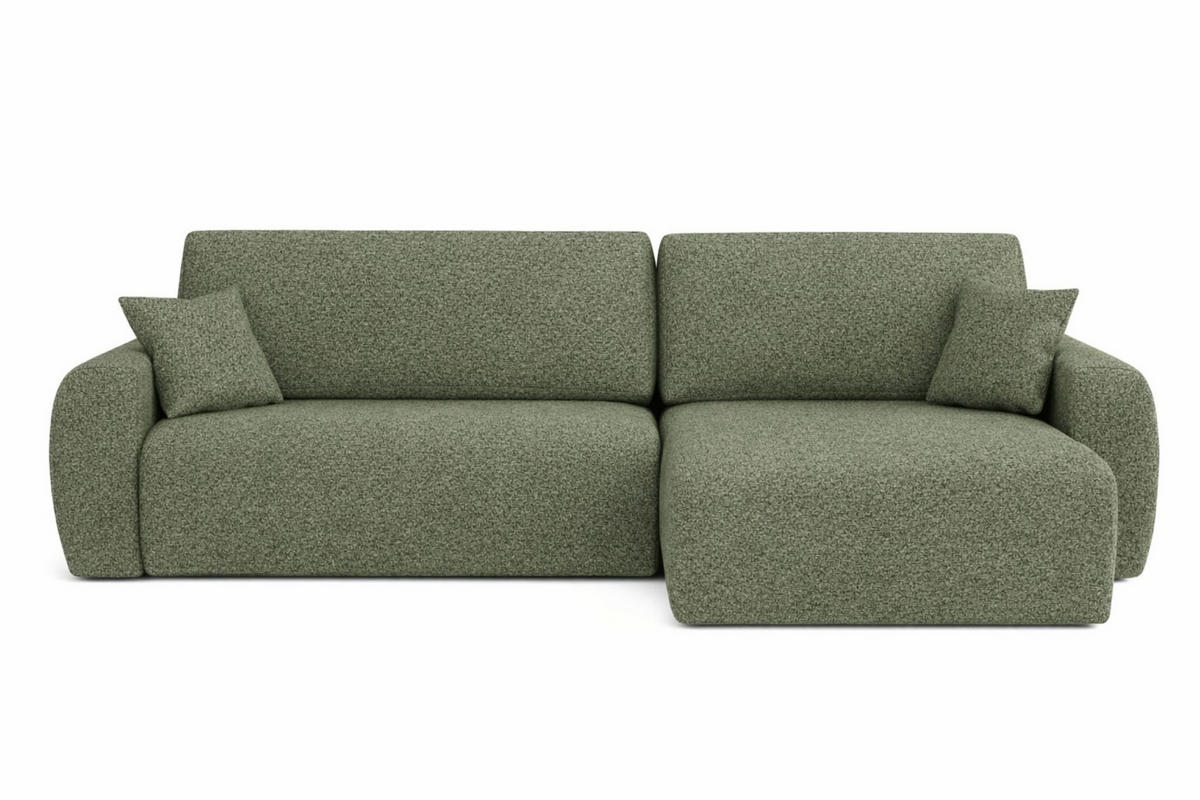 ECKSOFA Mit Schlaffunktion, Ariel XL, Chenille-Stoff, Stoff Artico, Moss, Rechts - Hellgrün, Holz (280/142cm) - Kaiser Möbel