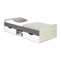 JUGENDBETT REMI 15 90/200 in Eichenweiß / Weiß Matt / Anthrazit - Eichefarben/Anthrazit, Holzwerkstoff (90/200cm) - Deine Möbel 24