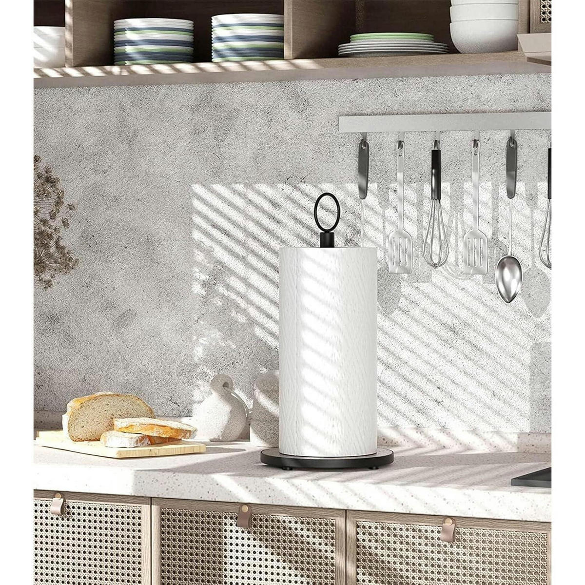KÜCHENROLLENHALTER Landhausstil Holzbasis Braun - Multicolor, Holz (17.8/7.6/33cm)