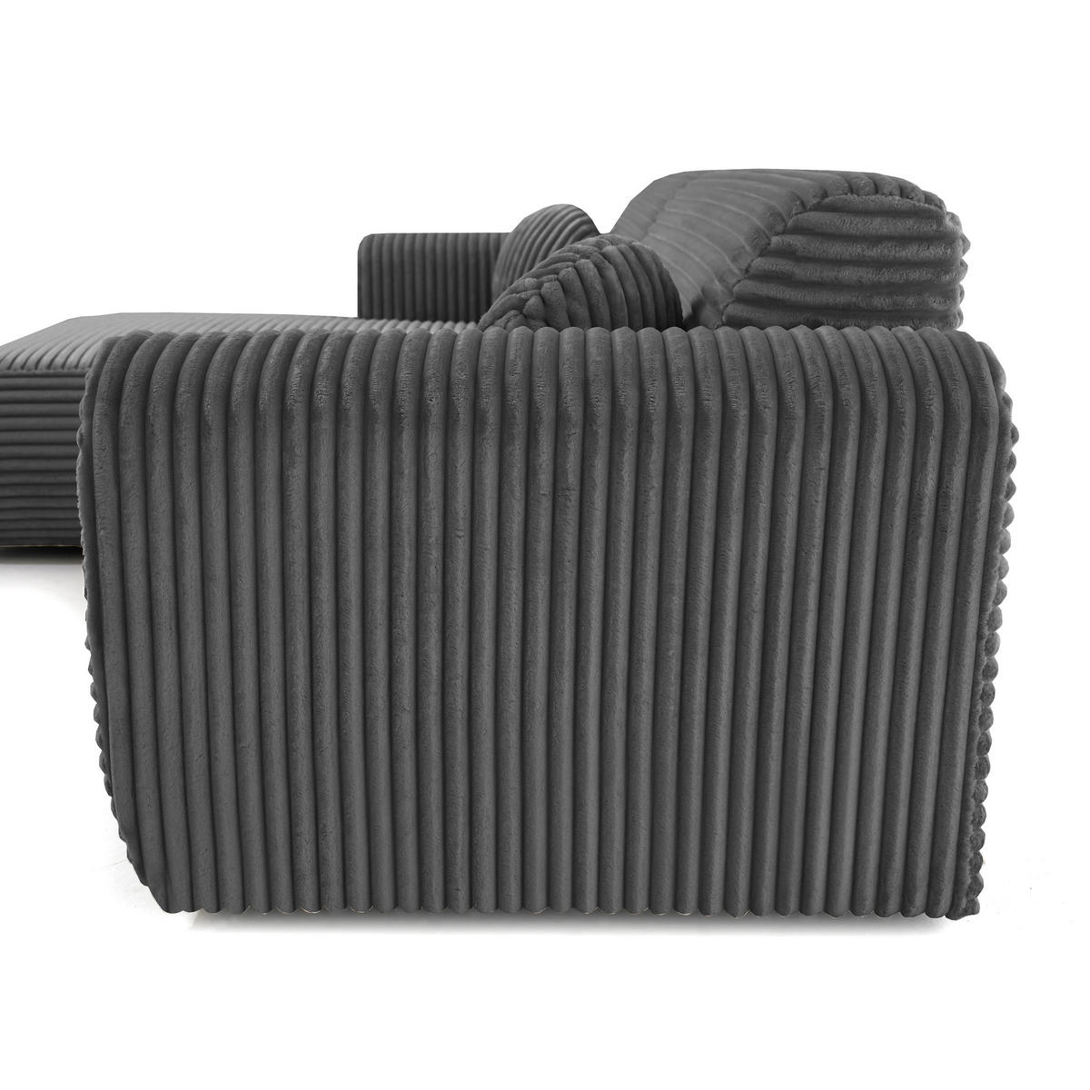ECKSOFA Puerto, ohne Schlaffunktion, Dunkelgrau, links - Dunkelgrau/Schwarz, Textil (269/170cm) - Beautysofa