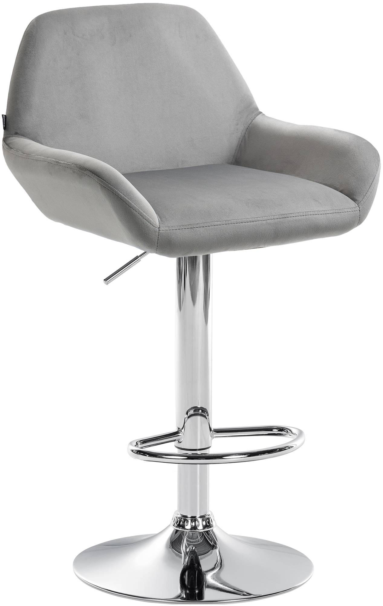 BARHOCKER Samt grau - Chromfarben/Grau, Textil/Metall (51/89/52cm) - CLP