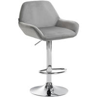 BARHOCKER Samt grau - Chromfarben/Grau, Textil/Metall (51/89/52cm) - CLP