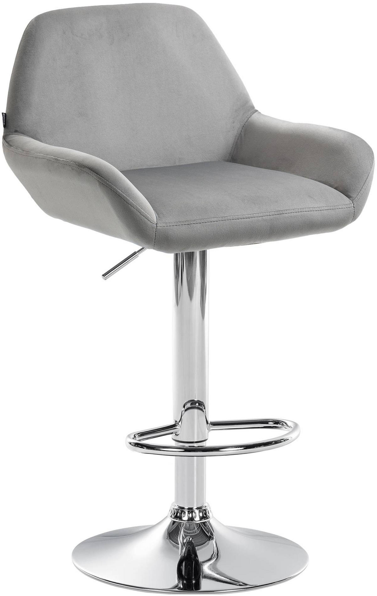 BARHOCKER Samt grau - Chromfarben/Grau, Textil/Metall (51/89/52cm) - CLP