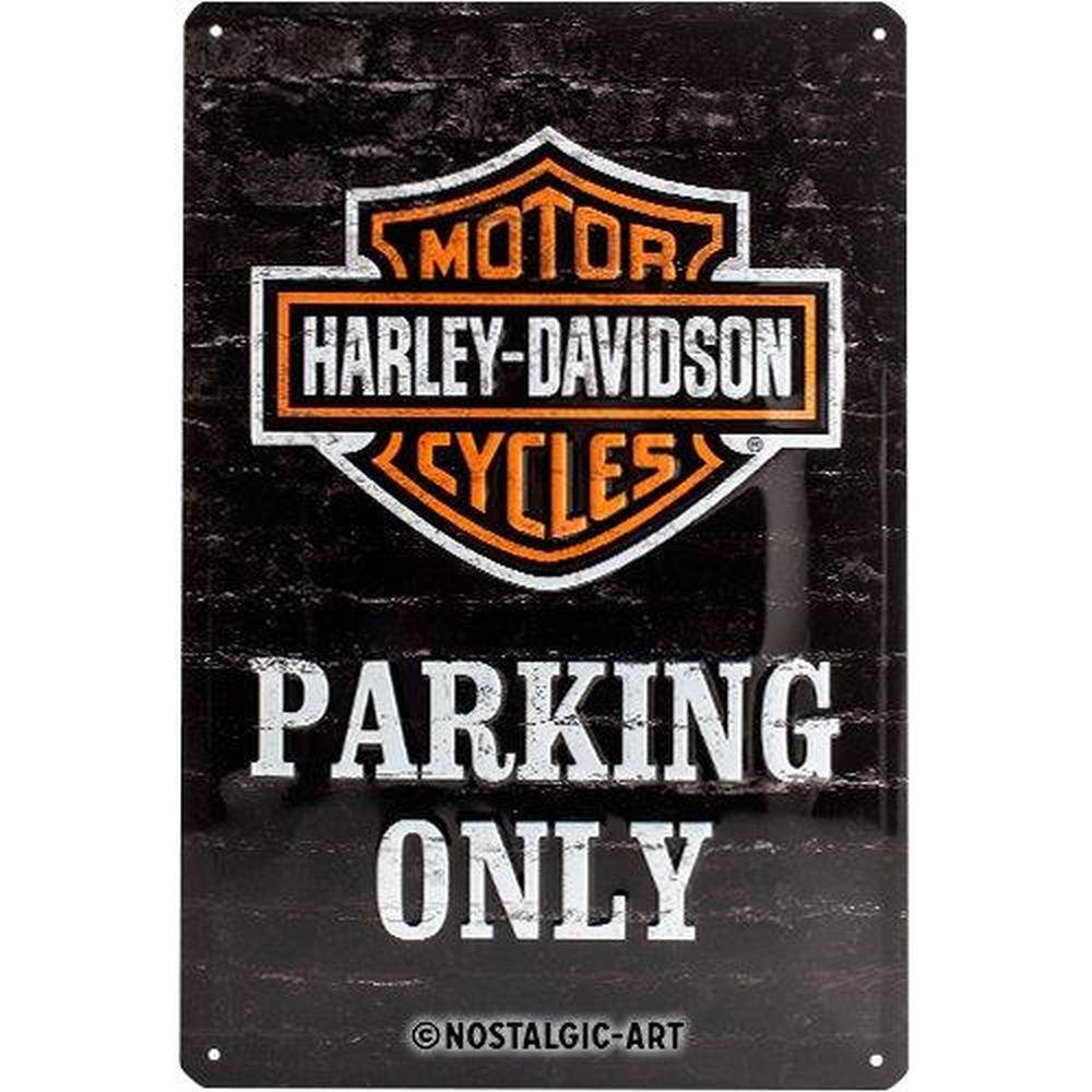 BLECHSCHILD 20/30 cm Harley-Davidson Parking Only - Multicolor, Metall (20/30/0.2cm) - Nostalgic-Art