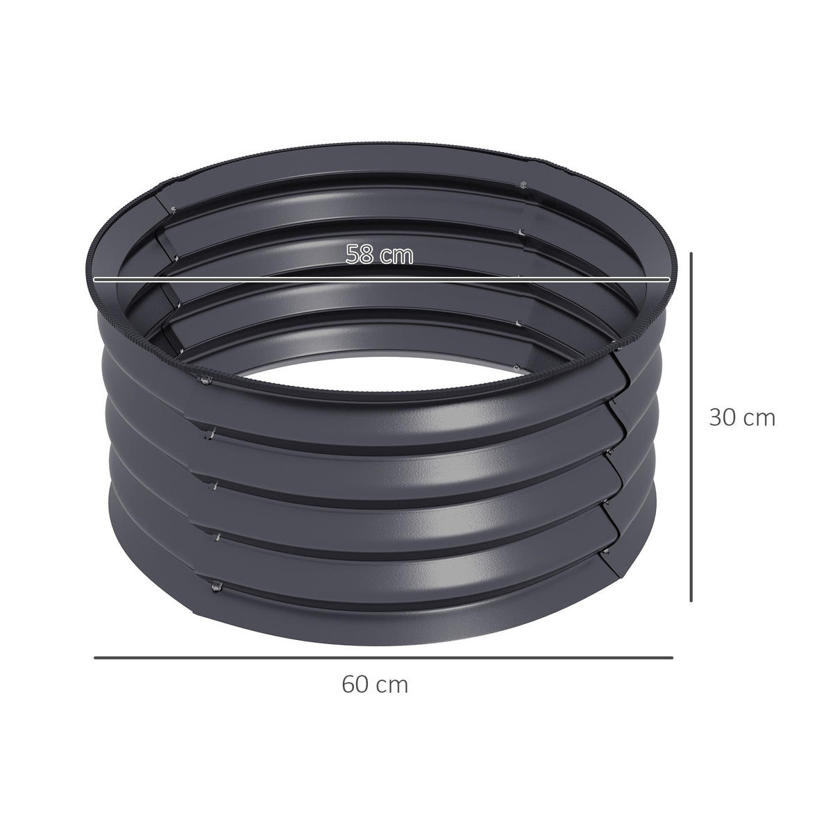 HOCHBEET 2er-Set aus Stahl - Dunkelgrau, Metall (60/30/60cm) - Outsunny