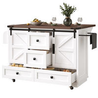KÜCHENINSEL in Weiß Küchenwagen mit Klapptisch, 3 Schubladen und 2 Türen, als Bar und Sideboard mit Stauraum, B142.5/T73/H92.5cm - Weiß, Holzwerkstoff/Metall (142.5/92.5/45cm) - STILVORA