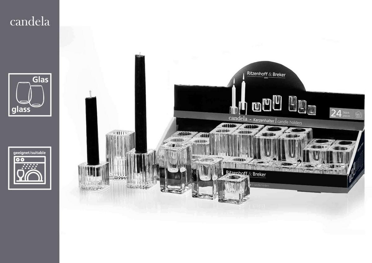 KERZENHALTER Candela transparent 4 / 6 / 8 cm 6er Set - Transparent, Glas (2/2/2cm) - Ritzenhoff Breker