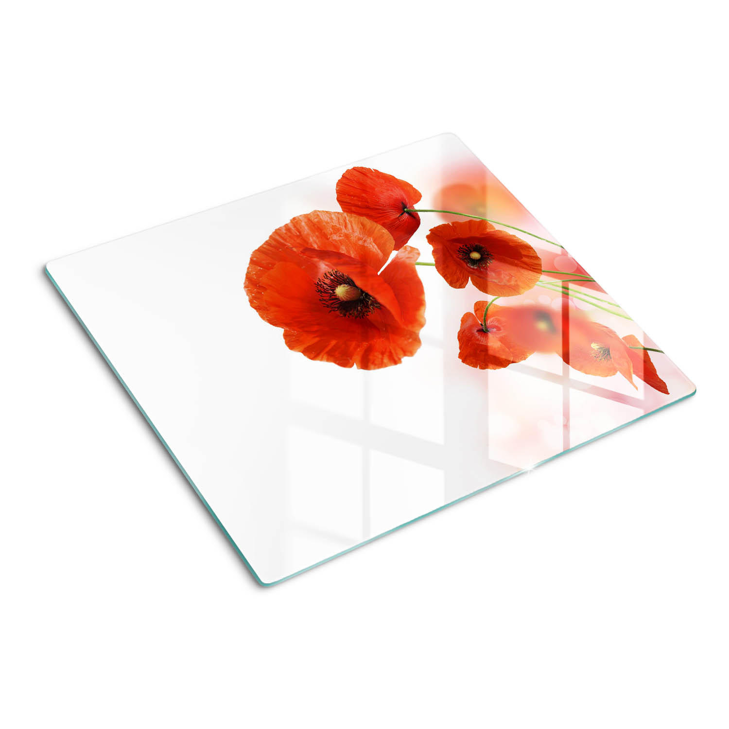 GLASPLATTE 60x52 cm Mohnblumen - Rot, Glas (60/0.4/52cm) - TULUP
