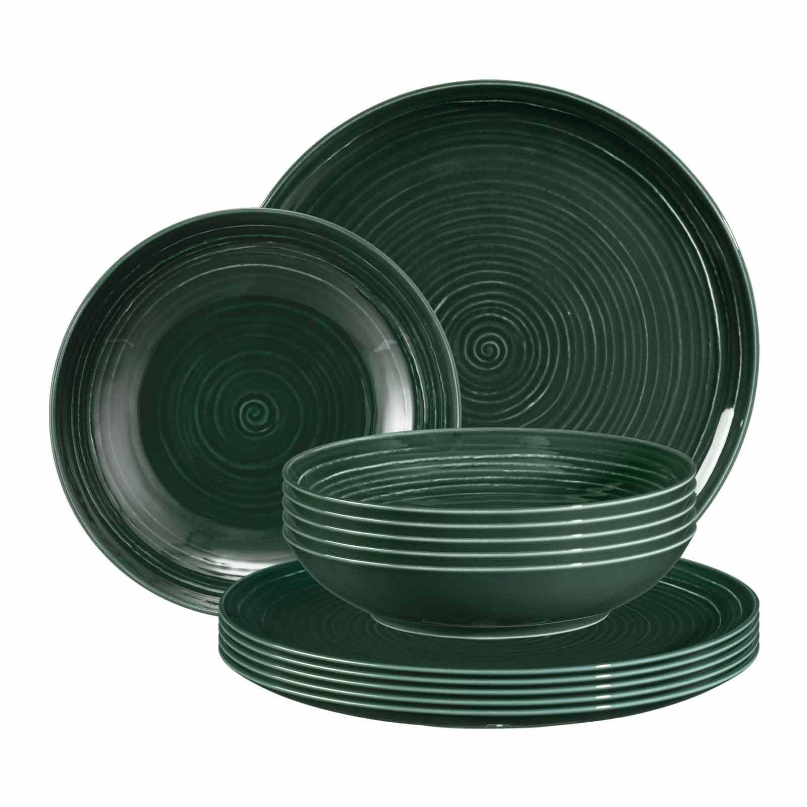 TAFELSERVICE Terra Moosgrün 12er Set - Dunkelgrün, Keramik (1/1/1cm) - Seltmann Weiden