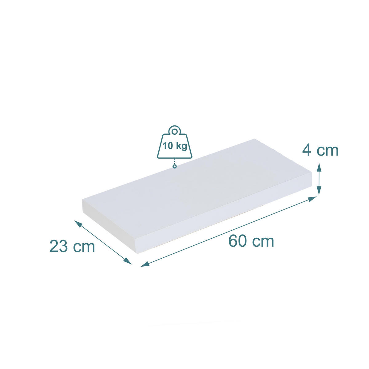 3XPOLICA - biela, kov/kompozitné drevo (60/4/23cm) - Relaxdays